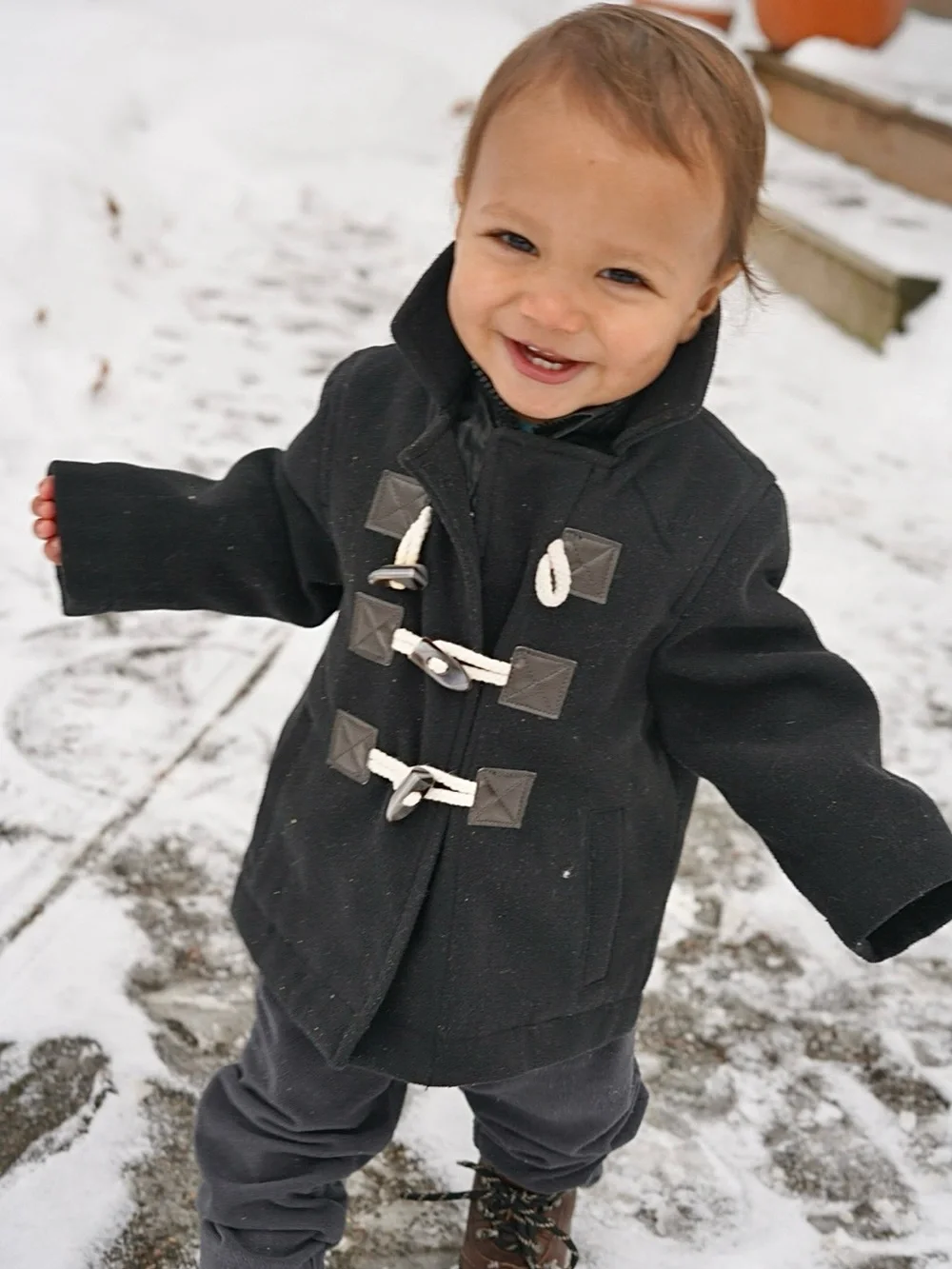 Cherokee Black Kids Toggle Pea Coat with Rope Closures 12 months